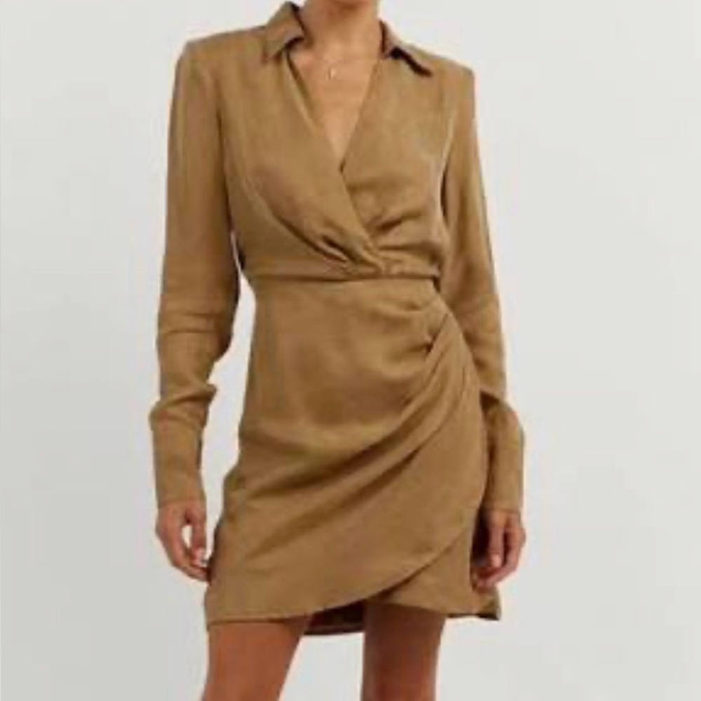 DISSH Tan Long Sleeve Wrap Dress